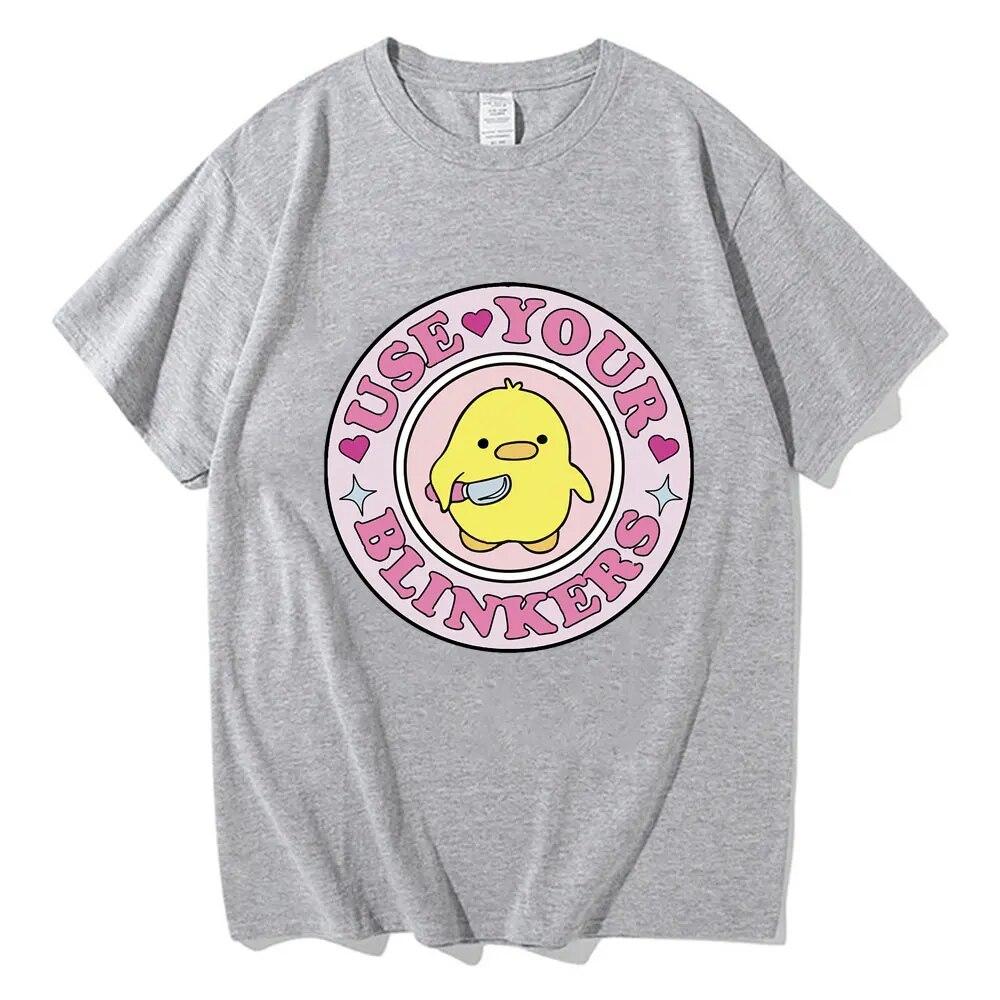Anime Use Your Blinkers Funny Duck Meme Tričko Módní Oversized Ležérní 100% bavlna Tričko s krátkým rukávem Volné Kreslené tričko