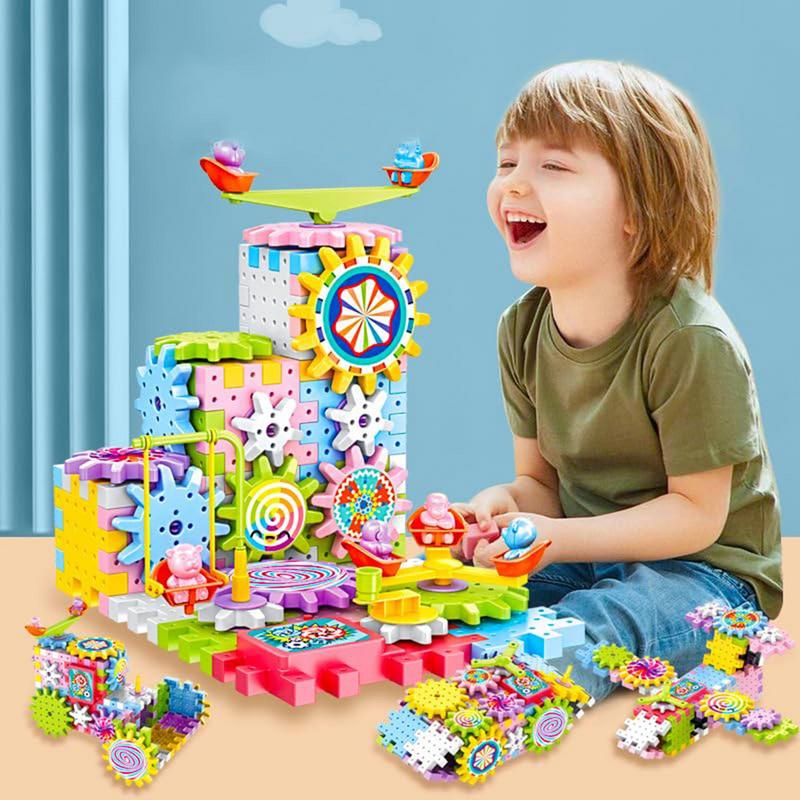 Building Blocks Gear Cogs Toy Electric Brick Building Gears Toy Set Reusable Interlocking Spinninggears Building Educational toy