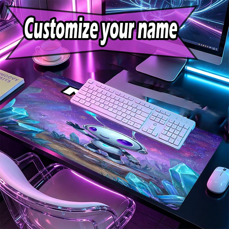 Benutzerdefinierter Name Personalisierte Kosmische Bot Crew Muster Mauspade, Laptop PC Schreibtischmatte, Dekorative Schreibtischmatte für Zuhause Tastaturpad Geschenk