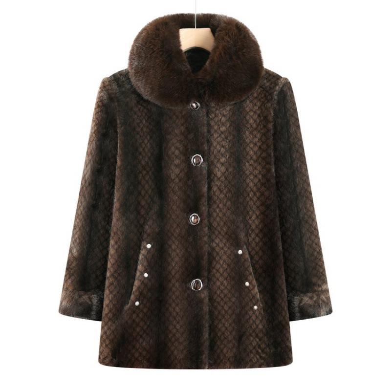 Winter Thermal Coat, Winter Velvet Thickened Women's Coat, Mink Old Lady Cotton-padded Coat