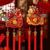 Flocking Chinese Lucky Character Pendants Handmade with Tassels Red Horse Hanging Ornament Blessing Traditional