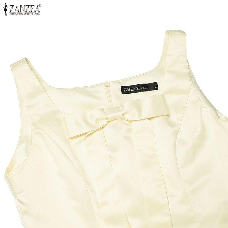 ZANZEA Women Casual U-Neck Summer Sleeveless A-line Dress