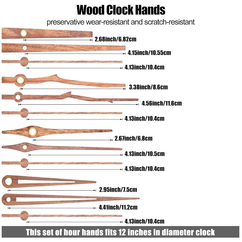 Silent DIY Cross-Border Long Shaft Clock Movement with Walnut Wood Hands - 4 Styles Available