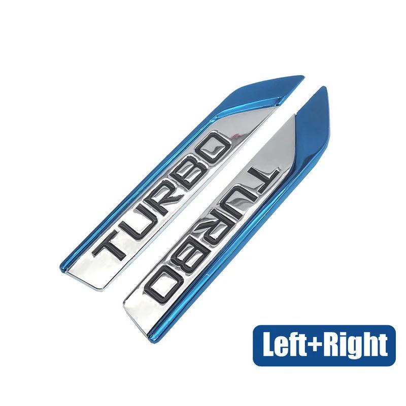 

2 шт. 3D хромированная турбо-эмблема, значок, наклейка, боковое крыло, крыло, украшение автомобиля, наклейки, универсальные автомобильные аксессуары синий