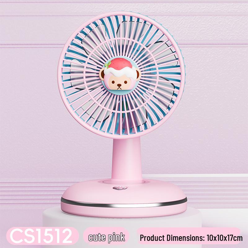 USB Rechargeable Cartoon Desktop Fan – Portable for Dorms & Offices, Ideal Gift