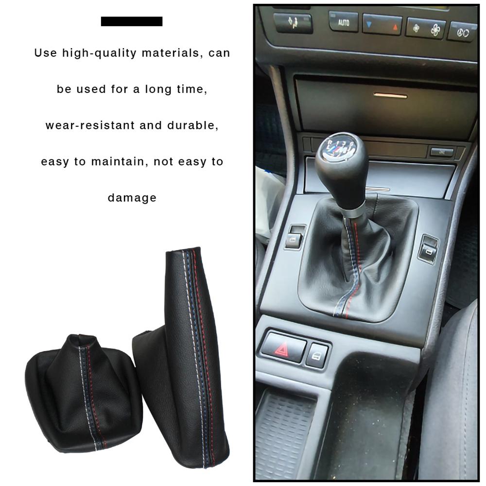 Per BMW Serie 3 E36 E46 E30 E34 M3 Z3 Pelle Nera Accessori M Copri Leva Cambio Manuale Copri Cuffia Freno a Mano