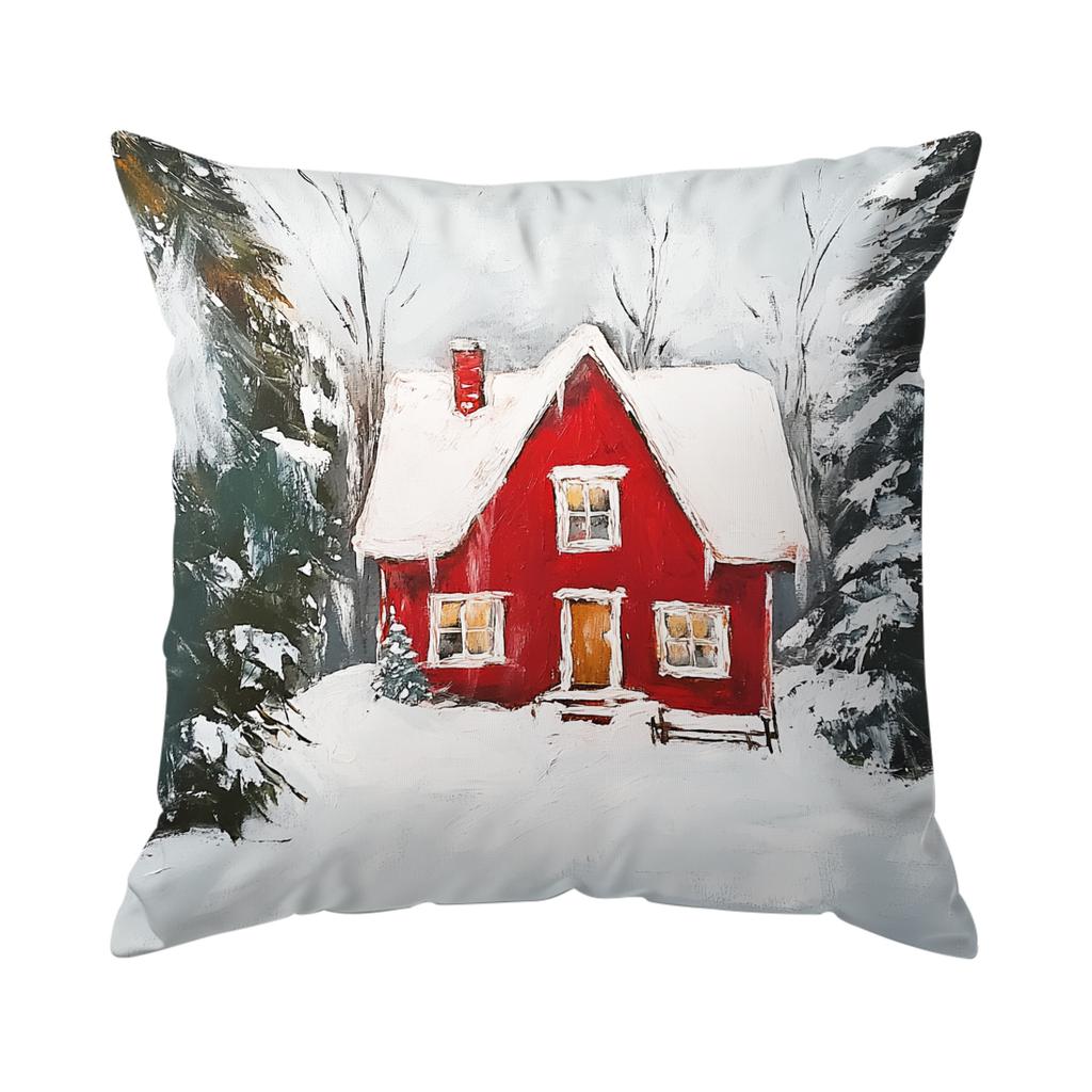 Christmas Theme Cushion Pillowcase Printed Polyester 45X45Cm Throw Pillowcover Decorative Sofa Cushion Pillowslip Home Decor
