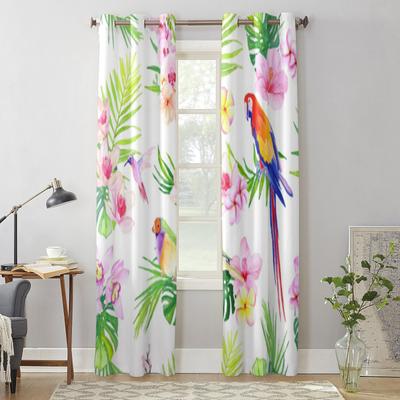 Modern Window Curtains Tropical Leaves with Flowers and Birds Luxury Fashion Curtains for Living Room Bedroom Kitchen Drapes