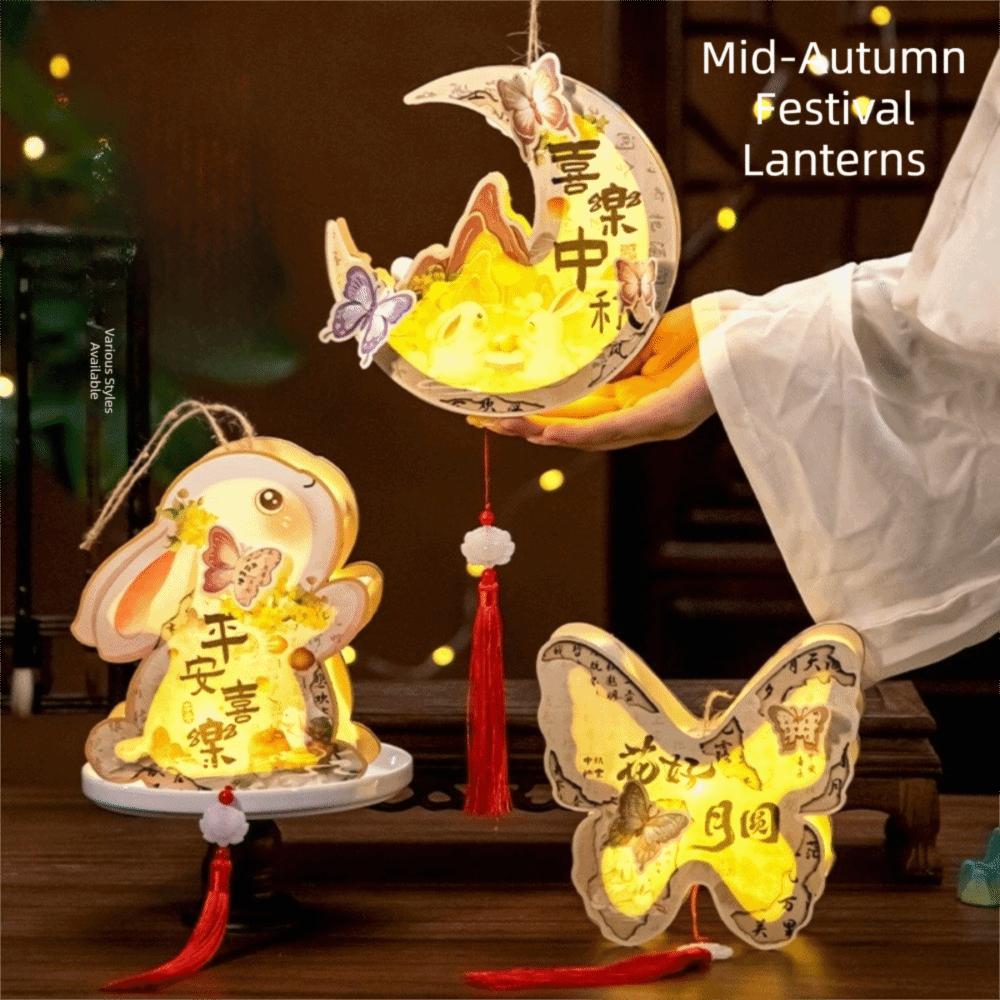 Glowing Rabbit Lanterns Wood Lantern DIY Material Package Mid-Autumn Festival