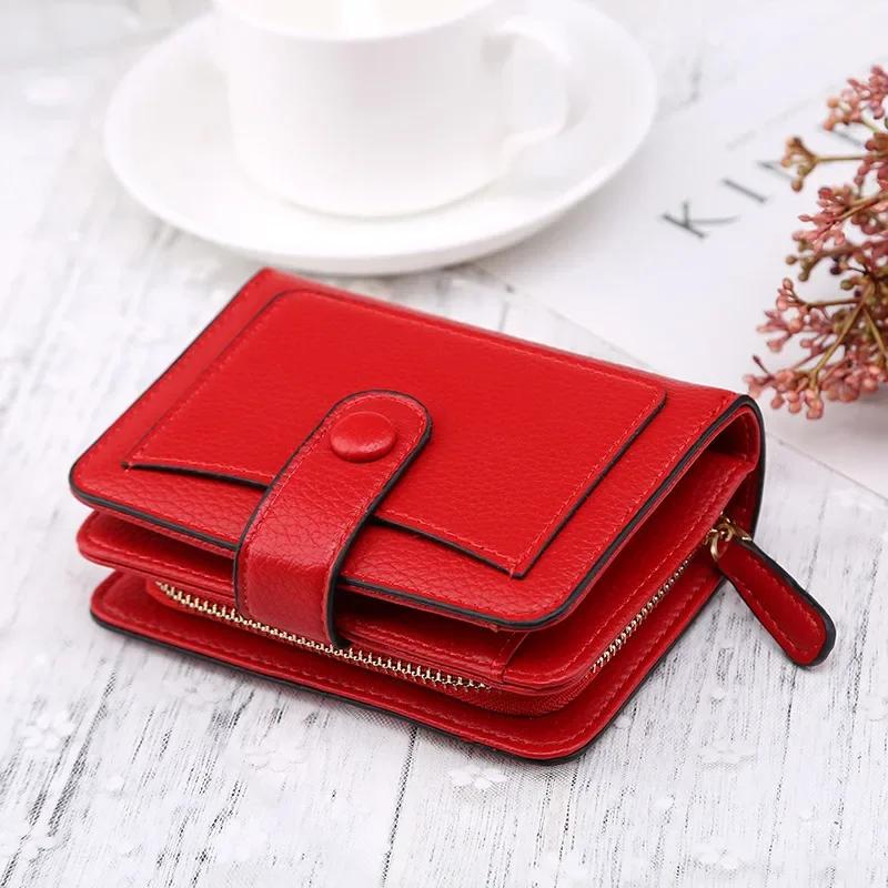 Women Wallets   Luxury Brand Red Black Small Mini Coin Purse Hasp Card Holder Lady Wallet Zipper Female Leather Buckle