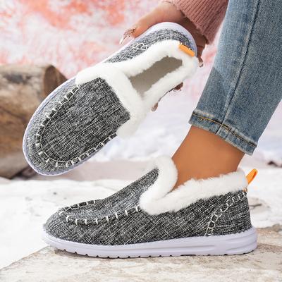 Duży Rozmiar Damskie Buty Mokasyny Damskie Płaskie Outdoorowe Ciepłe Codzienne Płaskie Buty typu Bean Damskie Okrągły Nosek Wsuwane Lekkie Buty Damskie