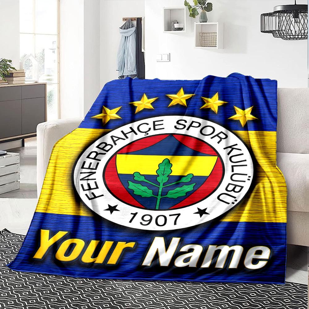 1pc Fenerbahçe Spor Kulübü Blanket with Custom Name, Gift, for Men and Women, Soft Blanket, Good for Sofa Bed Couch Travel, Lightweight Flannel Blanke