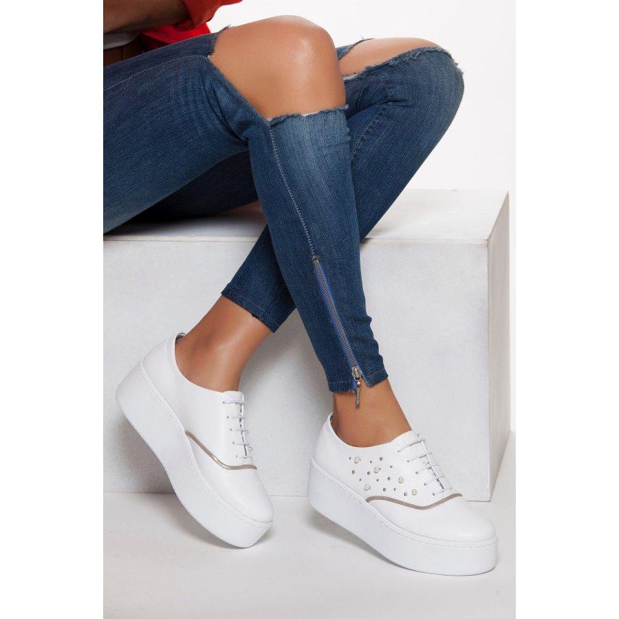 

Женские кроссовки из натуральной кожи на высокой подошве 36 белый