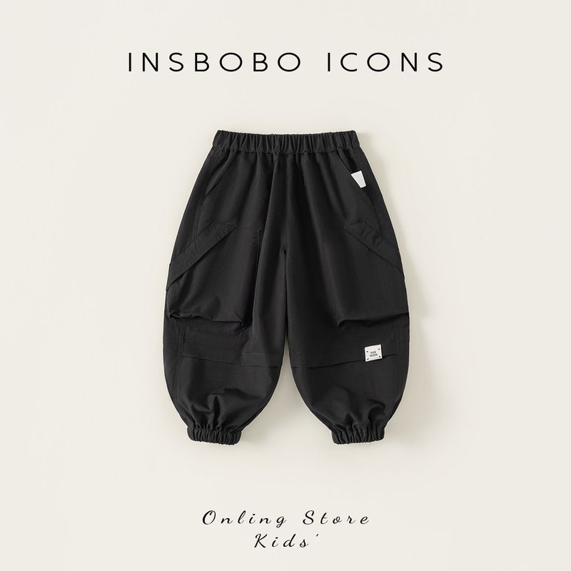 Insbobo Boys  Pants Fall Kids Cargo Pants 2025 Spring & Fall New Arrival Babies  Trousers Fashionable Children s Clothing Tide Black 140
