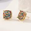 1 Pair of Fashionable Classic Color Inlaid Zircon Earrings, Suitable for Women's Daily Wear, Holiday Party Zircon Gifts