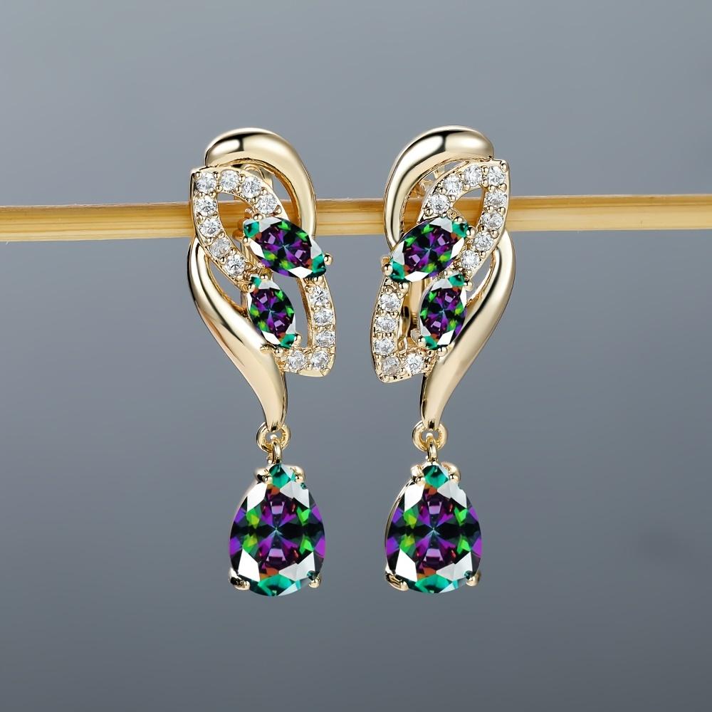 Romantic Flower Dangle Earrings | Golden-Tone Floral Design with Red - Elegant Party & Everyday Jewelry Gifts for Women