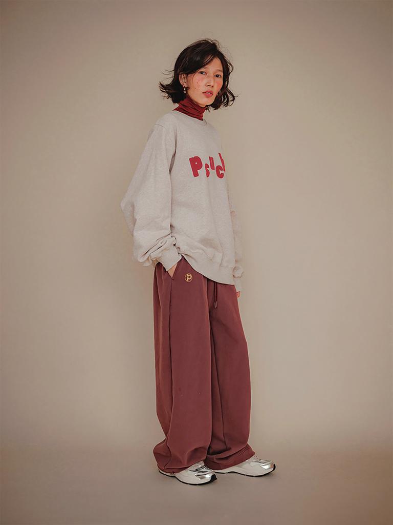 Peuswike 2Way Overfit Sweatpants_Burgundy Brown