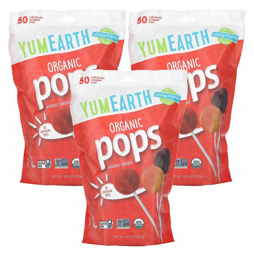 YumEarth Assorted Flavors Lollipops, 50 Count (3-Pack), 310g (10.9oz) 50 ea - 3 ea