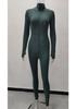 Damen Hochgeschlossener Bestickter Fitness-Jumpsuit - Stretch, Schlankmachend, Reißverschluss Design 2026