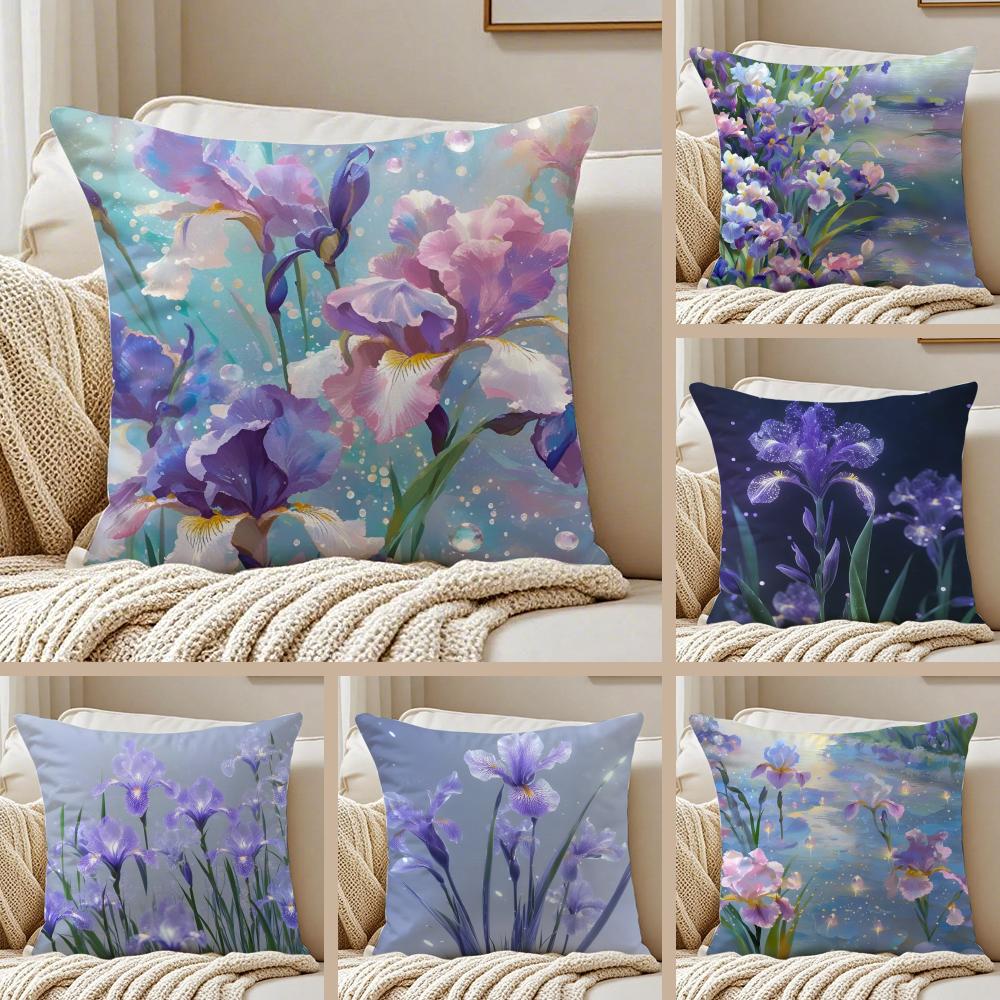 Elegant Franskt Konst Mode Iris Kuddfodral Örngott Dammskydd Vardagsrum Soffa Dekor Kudde Rum