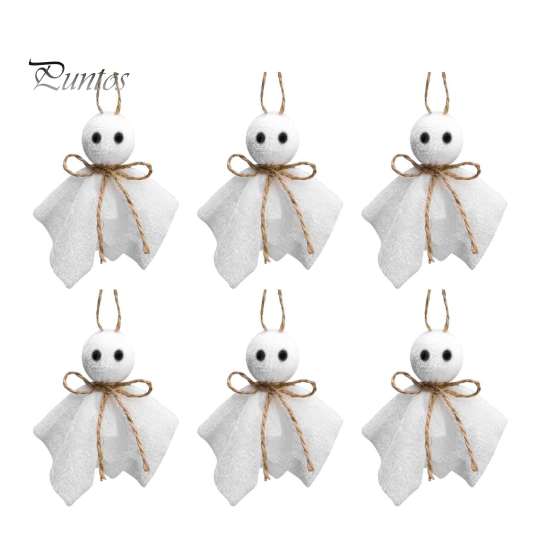 Halloween Branch Hanging Ornaments Ghost Ornament, 4 Inch Small Doll Decoration with Jute Rope, Fabric Yard Decor Farmhouse Rustic Cloth for