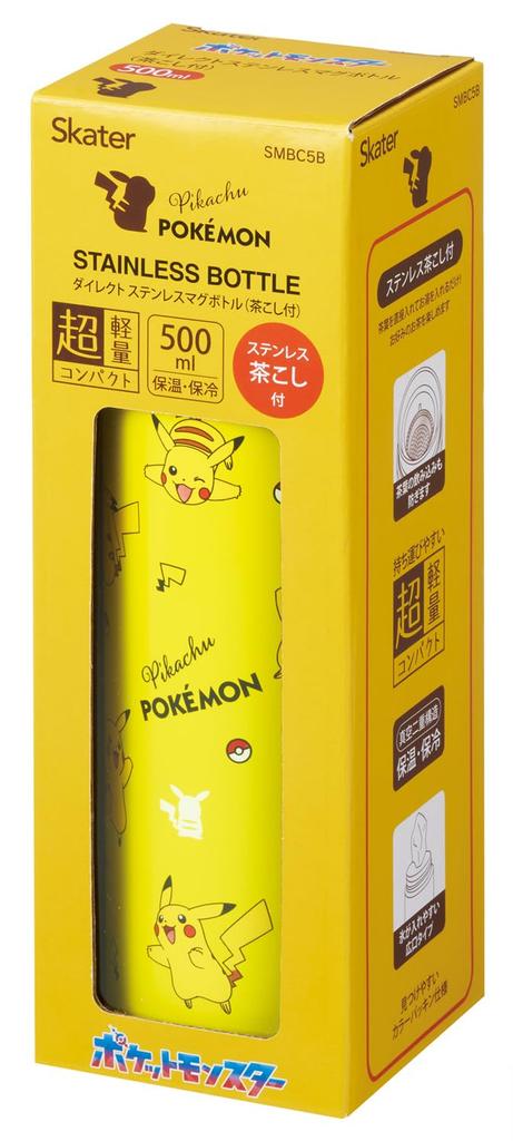 Skater 500ml Stainless Steel Mug with Tea Strainer, Pokémon Pikachu Design, SMBC5B-A