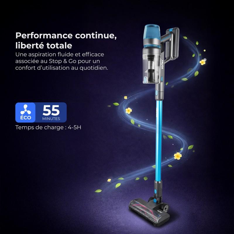 Vortex - F45 - Bleu - Aspirateur Balai Sans Fil - 450w - 55 Min