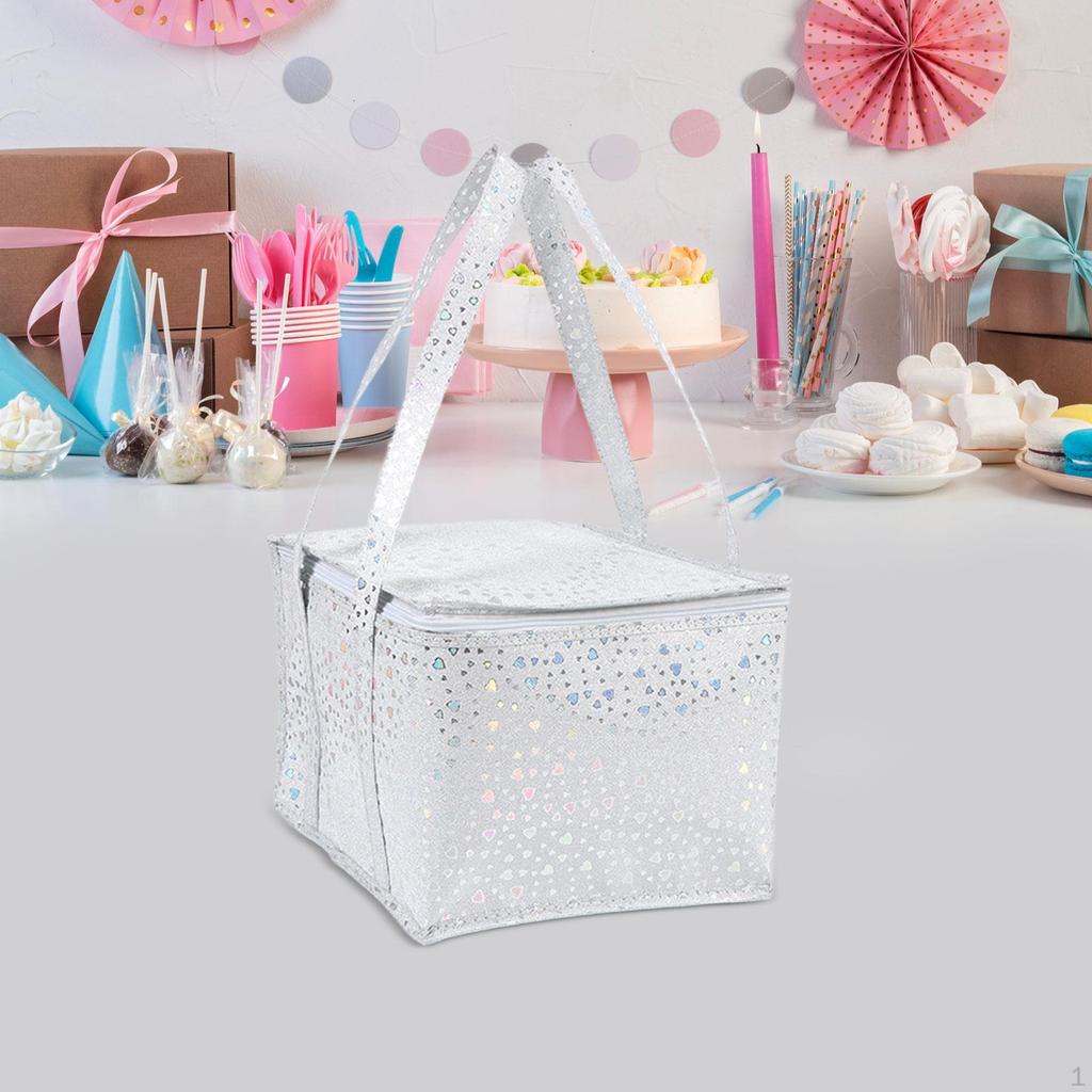 Insulated Lunch Bag Thermal Zipper Picnic Cake Transport Food Delivery Tote