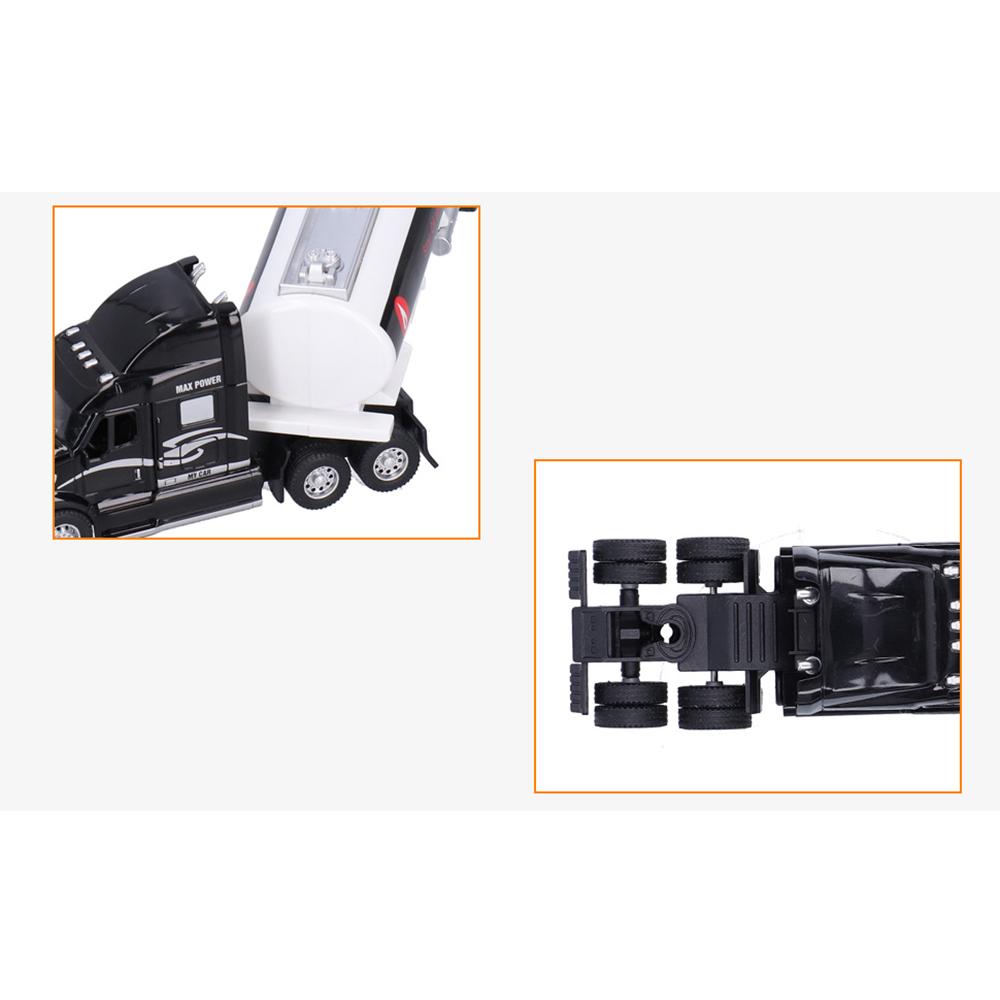 1/48 LKW-Anhänger-Spielzeug, Öltanker-LKW-Spielzeugfahrzeug aus Legierung, abnehmbares Öltransportfahrzeug mit Rückziehfunktion, mit Ton und Licht für Kinder