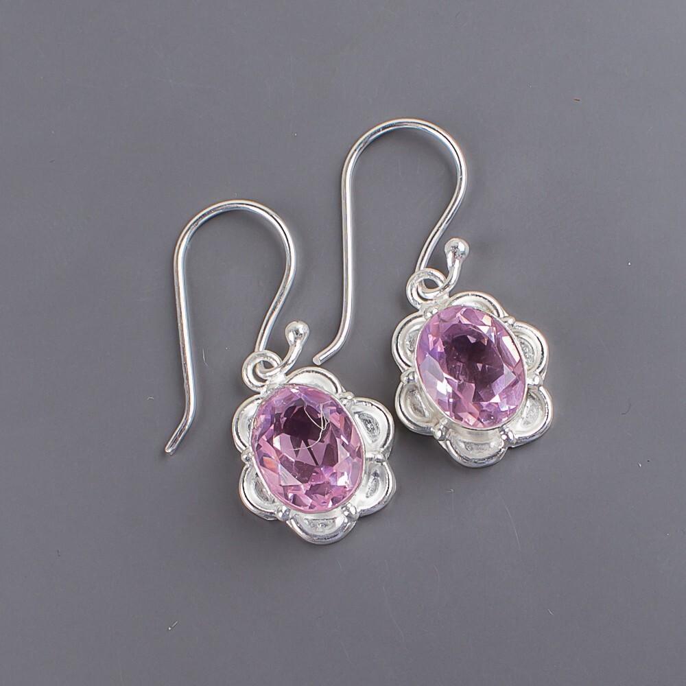 Naturlig Morganit Ädelsten 925 Sterlingsilver Smycken Handgjorda Örhängen 1.30" EE-11-11