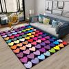 Crystal Velvet Love Heart Pattern Printed Carpet, Non-slip Polyester Area Rug for Living Room, Bedroom, Chair Mat, Home
