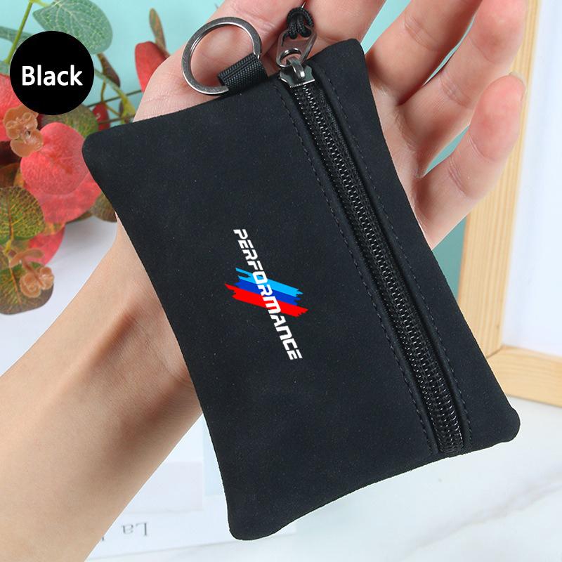 Portable Suede Car Key Bag Zipper Wallets Card Coin Pouch For BMW Performance X1 X3 X4 X5 E46 E90 F20 E60 E39 F10 M1 M2 M3 M5 M6 GR3