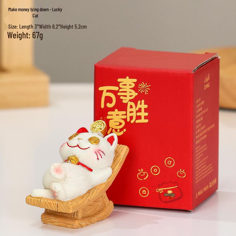 Lucky Cat Resin Mobile Holder - Cute Office Desktop Decoration Gift