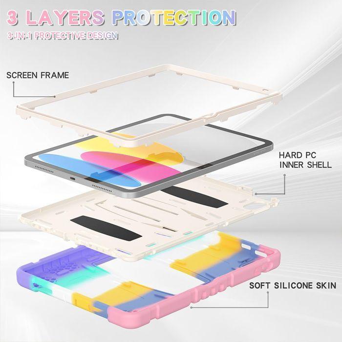 Coque de Protection - E.F.Connection - iPad A16 / iPad 10 - Antichoc - Multicolore - Support intégré