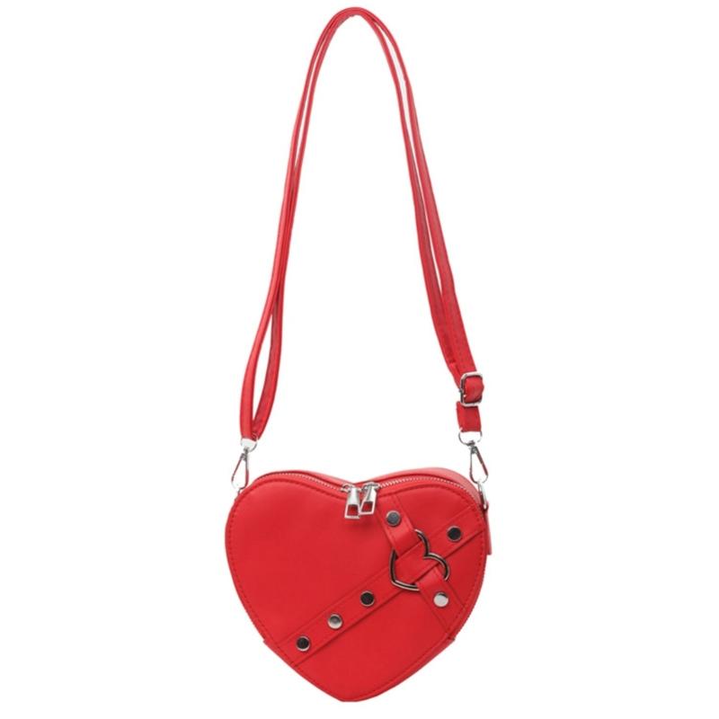2024 Shoulder Bags Heart Shape Rivet Crossbody Bag Leather Phone Bag for Girl Women