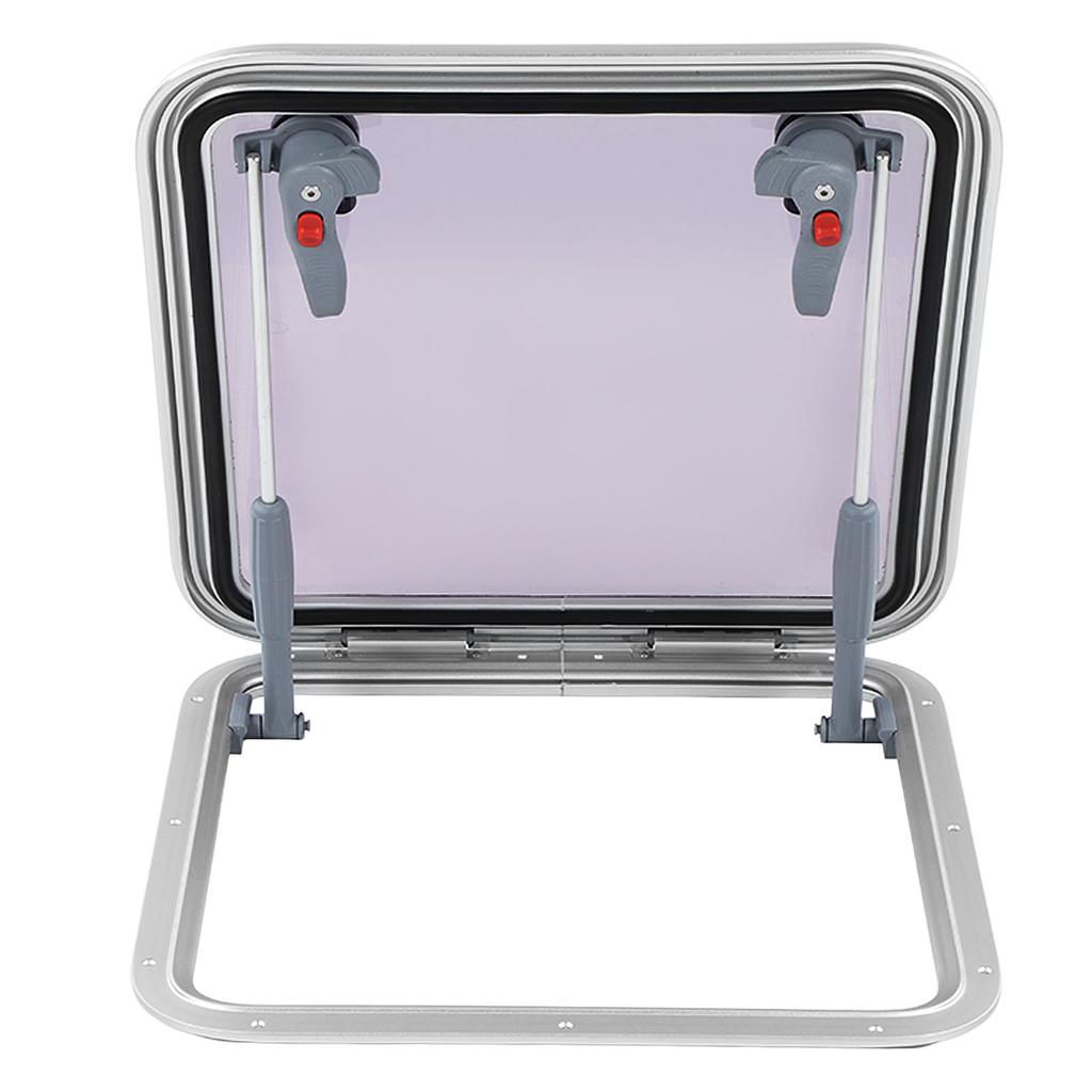 L450 W450mm Boat Porthole Hatch Window Push Out 90 Degree Opening Acrylic Glass Anti UV Waterproof Skylights Roof Window