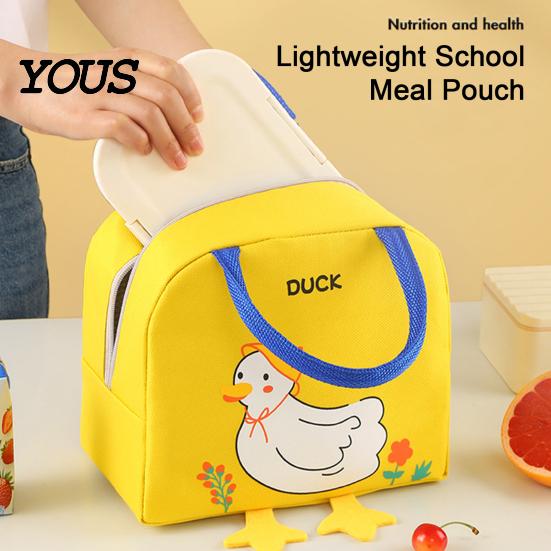 Waterproof Thermal Lunch Box Cartoon Insulated Bag, Durable Oxford Cloth Cooler Tote, Penguin/Duck Fresh Keeping Meal Carrier Patterns Print,