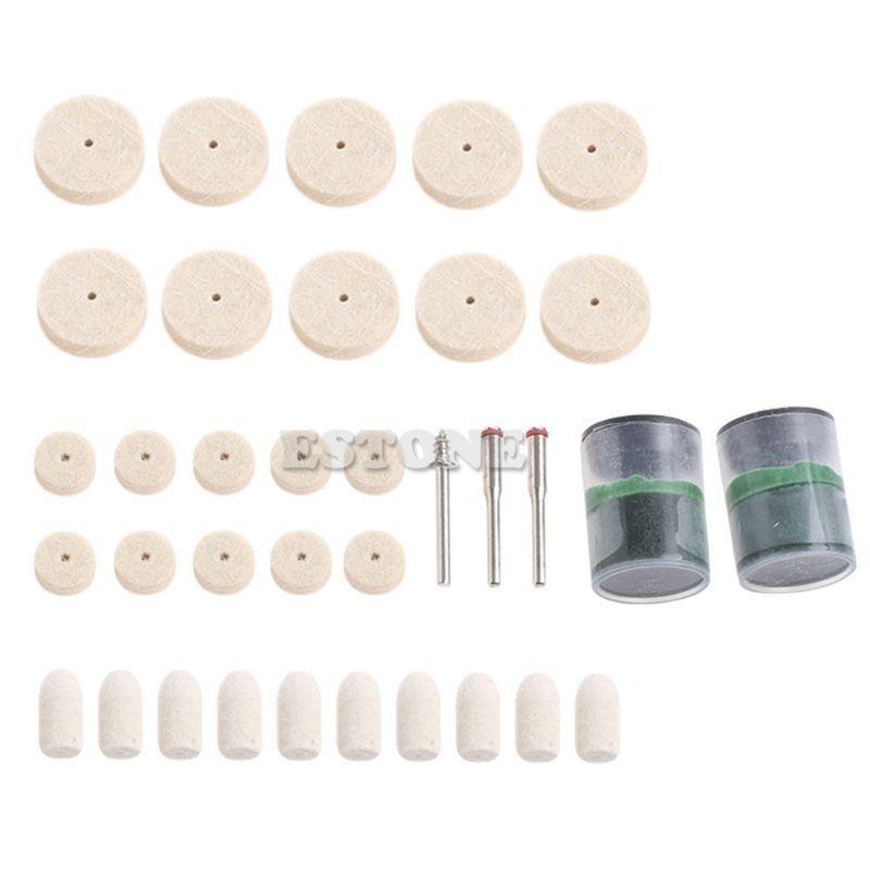 35Pcs Soft Felt Polishing Buffing Burr Wheel For Rotary Tools 1/8" top sale