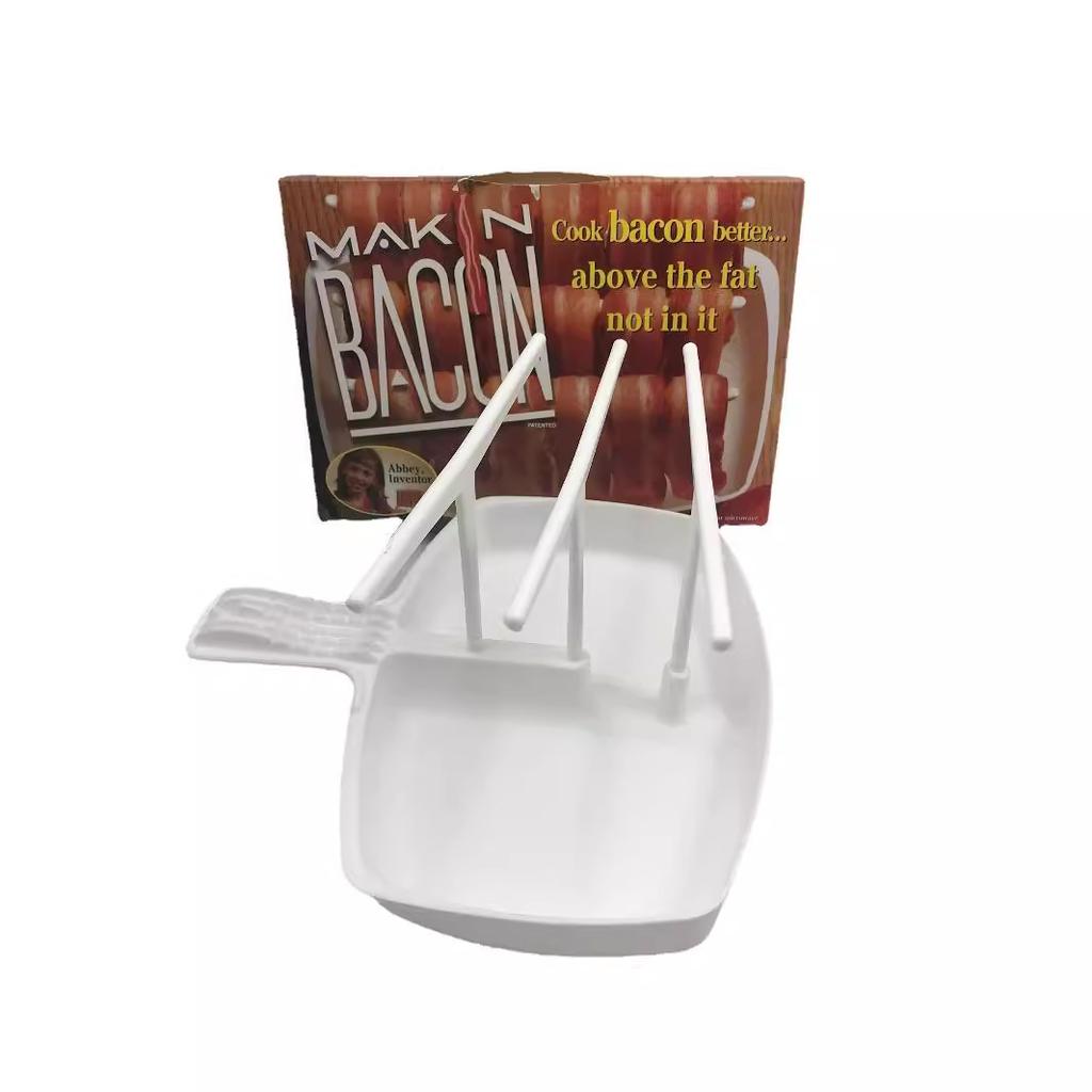 Plastic Microwave Bacon Oven Baking Tray Heat Resistance Barbecue Grill Bacon Rack Easy To Clean Bacon Hanger Breakfast Cookware