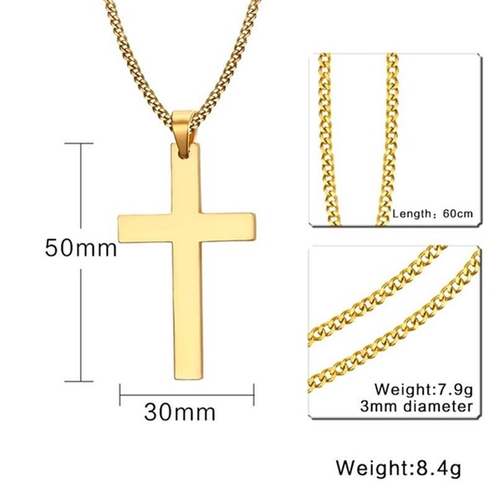 Men Steel Color Metal Minimalism Black Necklaces Cross Pendant Cross Necklaces Clavicle Chains