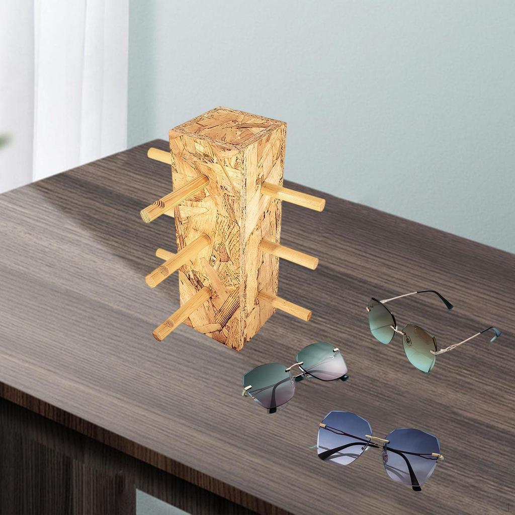 Wood And Glass Display Stand, Multi-Layer Wooden Eyeglass Rack, Heavy Duty, Organizer For,