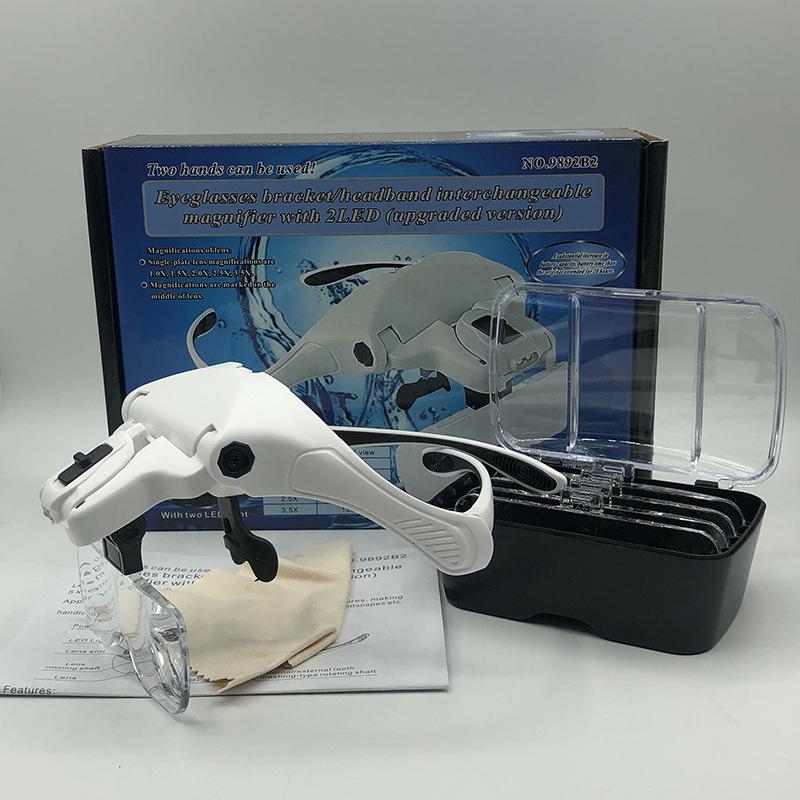 5 Lens Adjustable Magnifier Eyelash Extension Magnifying Glasses Led Light Lamp Grafting Repair Tattoo Individual Lashes