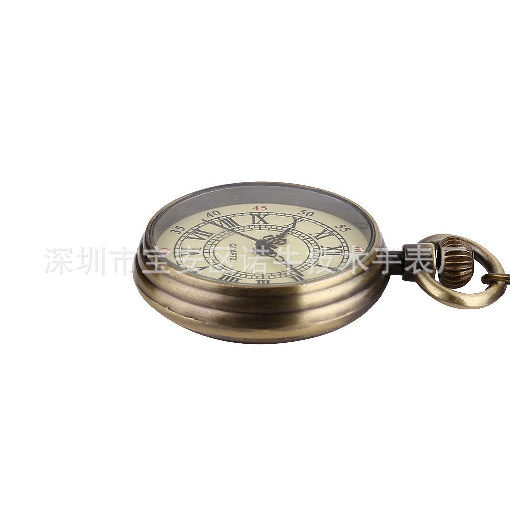 Medium Quartz Pocket Watch Necklace with Roman Numerals - Small Size Pendant Watch (Model 6014)