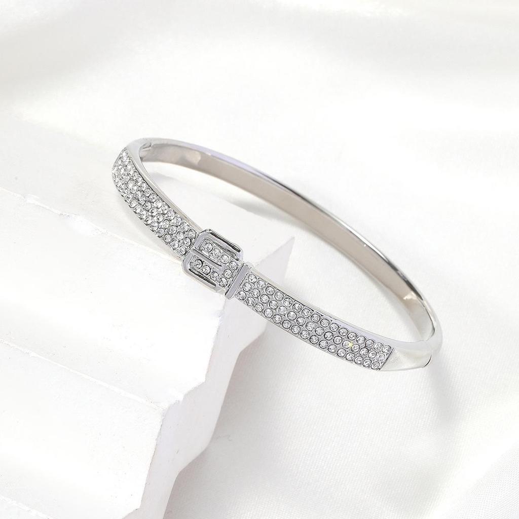 Exquisite Three-Row Rhinestone Bracelet: Light Luxury Minimalist Jewelry for Women