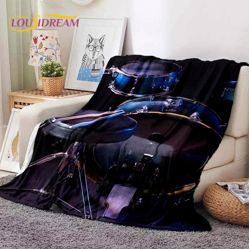 D Drum Set Throw Blanket Music Theme Soft Warm Blanket for Bed Sofa Bedroom Picnic Home Textile Decor