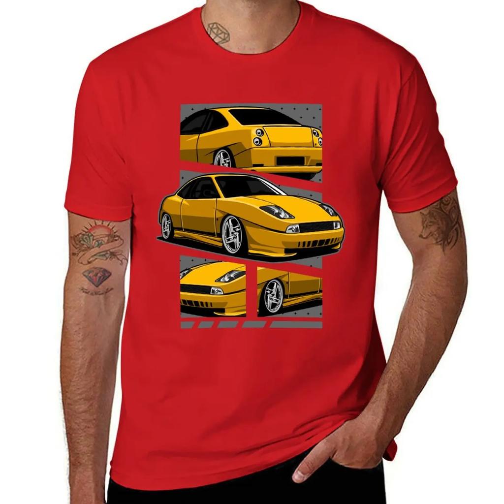 Fiat Coupe 20V Turbo Yellow TShirt graphics korean fashion blacks tshirts for men 2025 new model