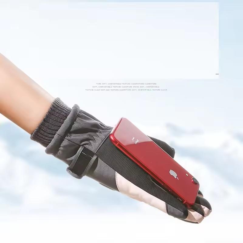 Winter Snowboard Ski Gloves PU Leather Non-slip Touch Screen Waterproof Motorcycle Cycling Fleece Warm Riding Gloves