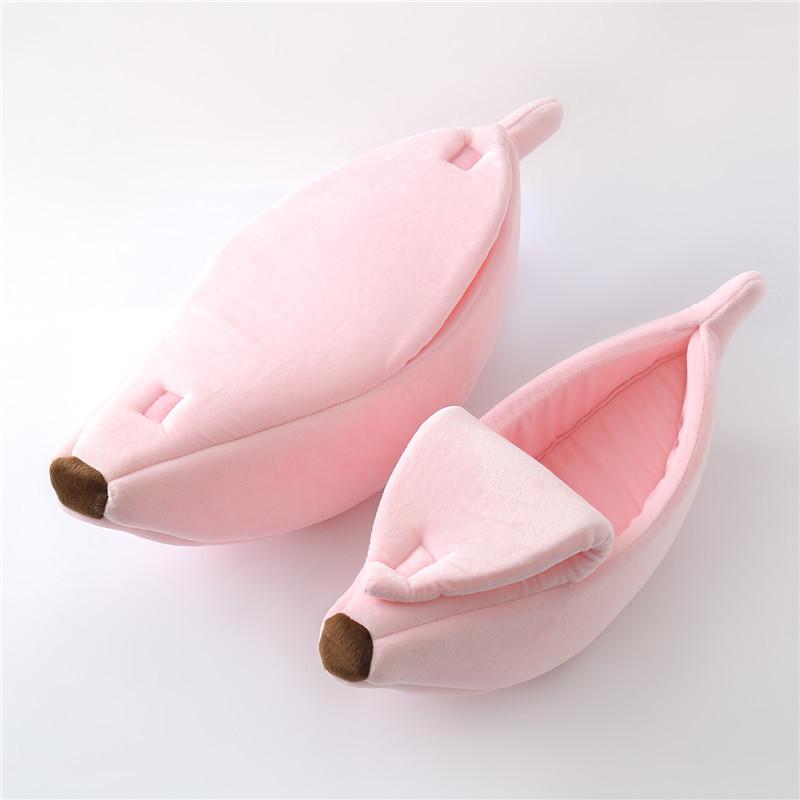 

Warm Banana-Shaped Pet Bed for Cats and Dogs - Enclosed Cozy Nest Small розовый