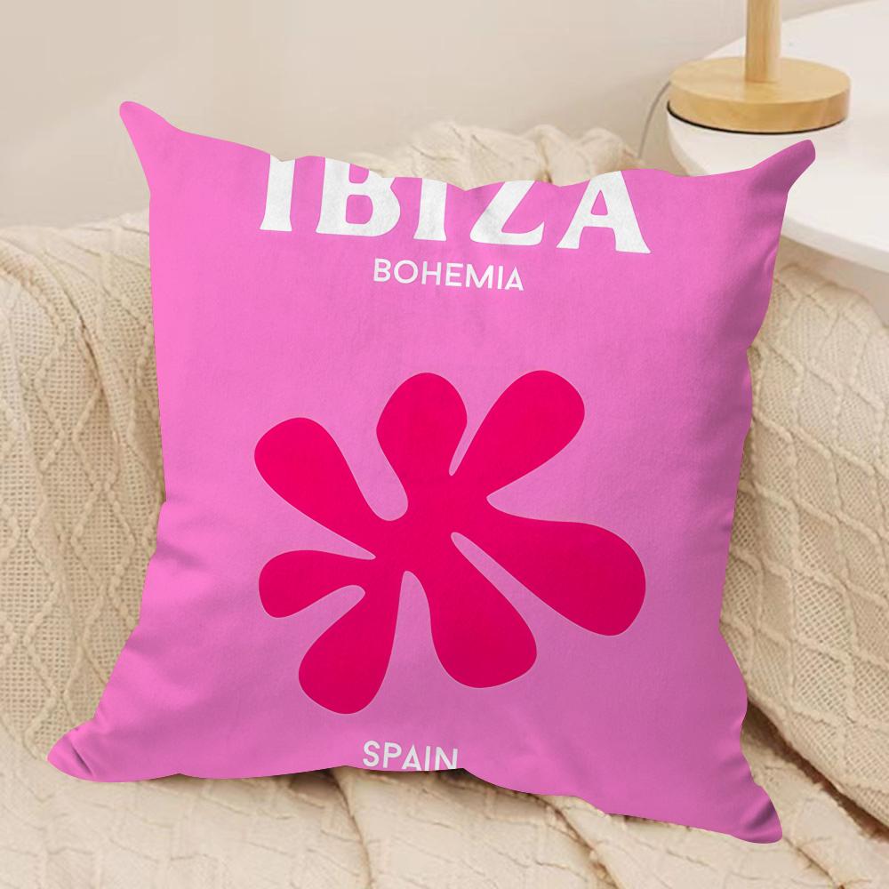 Travel Vacation Series Cushion Cover Silky Short Plush Invisible Zipper Dustproof Sofa Pillow Case For Home Decor