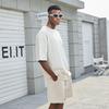Casual Suit Men's Summer Cotton Solid Color Short-sleeved T-shirt Shorts 2-piece Suit